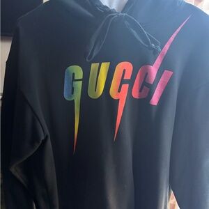 Gucci Black Sweatshirt with Multicolor Logo